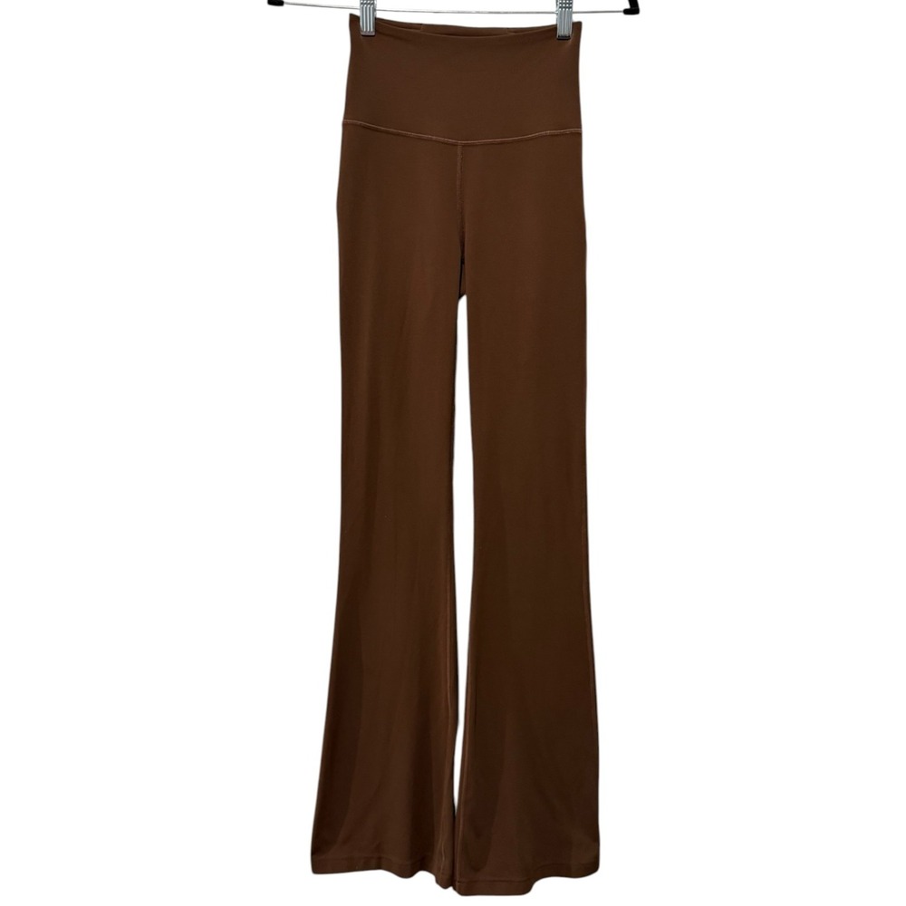 Lululemon Groove Super High Rise Flared Pant Nulu Women Sz 2 Brown Workout Gym